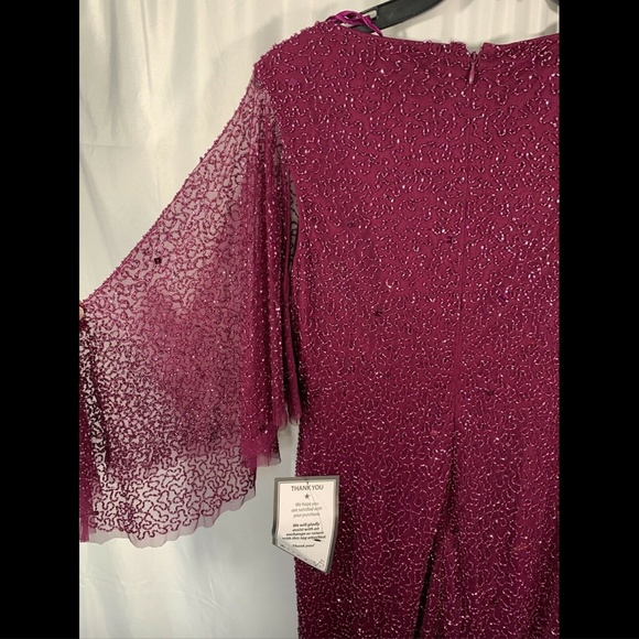 NWT $269 Adrianna‎ Papell Embellish Flutter Sleeves Sheath Dress Wild berry SZ 6 - Picture 8 of 12